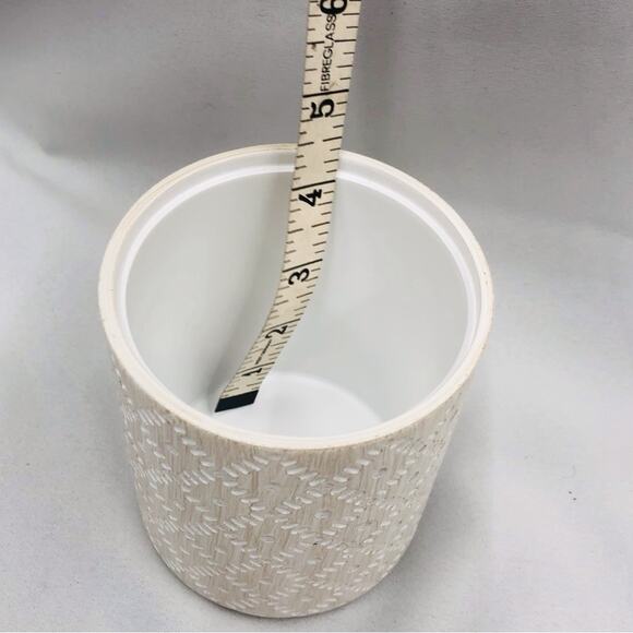 NWOT AMG Global Bathroom Accessories Container Mosaic Tan and White Pattern - Picture 7 of 16